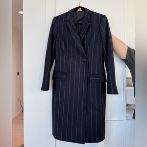 NWT MM Lafleur Parks Wool Cashmere Coat in Navy Pinstripe (size M)